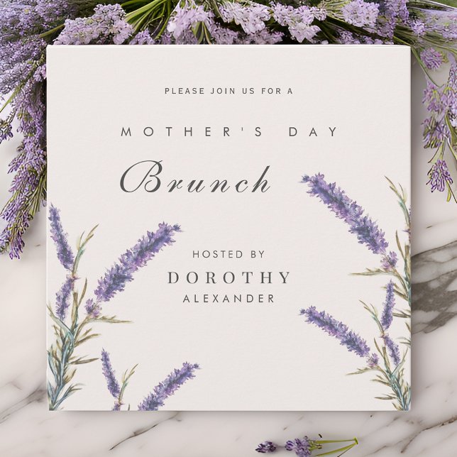 Fleurs de lavande Fête des mères Brunch Invitation (Créateur téléchargé)