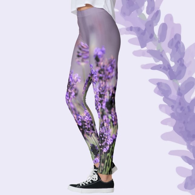 Fleurs de Lavande Floral Botanique Leggings Lilas (Créateur téléchargé)