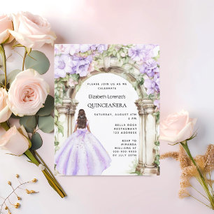 Fleurs de lavande robe arc Quinceanera invitation