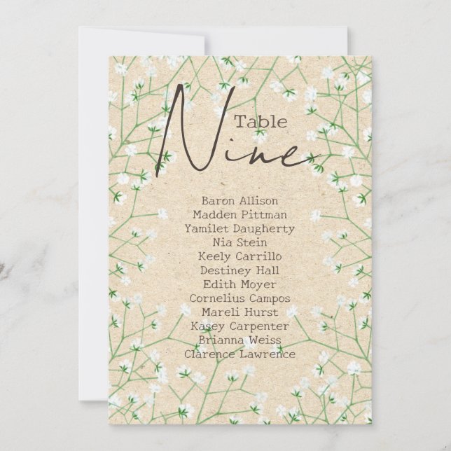 Fleurs de l'haleine du bébé Mariage rustique carte (Devant)