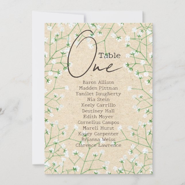 Fleurs de l'haleine du bébé Mariage rustique carte (Devant)