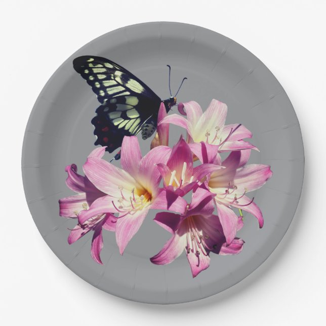 Fleurs de lilas et assiettes en papier papillon (Devant)