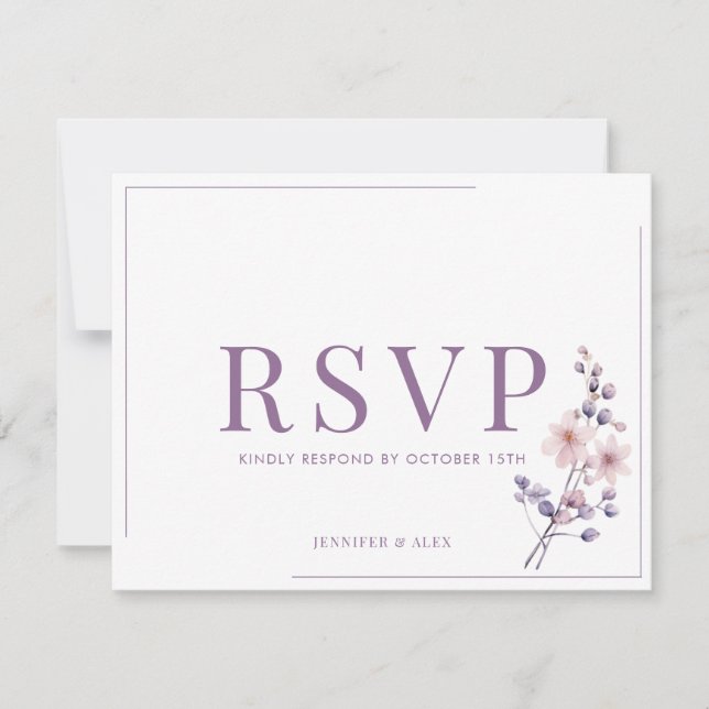 Fleurs de lilas modernes élégantes RSVP (Devant)