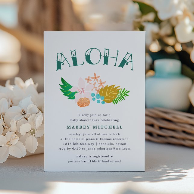 Fleurs de l'île | Invitation Baby shower Luau (Créateur téléchargé)