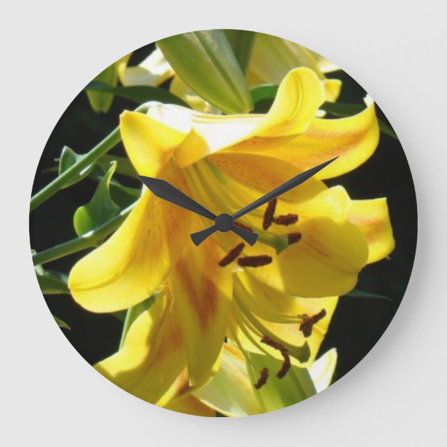 Fleurs de lis jaunes horloges murales lis cadeau f (Recto)