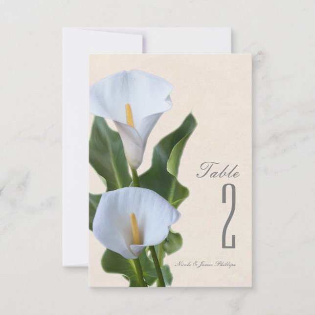 Fleurs de lys calla Floral Élégant Numéro de table (Devant)