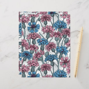 Fleurs de maïs roses et bleues, fleurs sauvages su