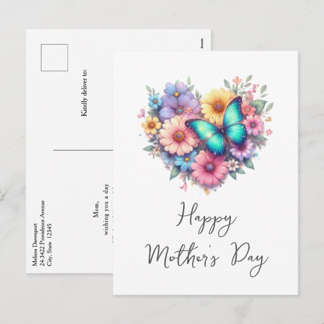 Fleurs de marguerite avec une carte de fête des mè (Devant / Derrière)