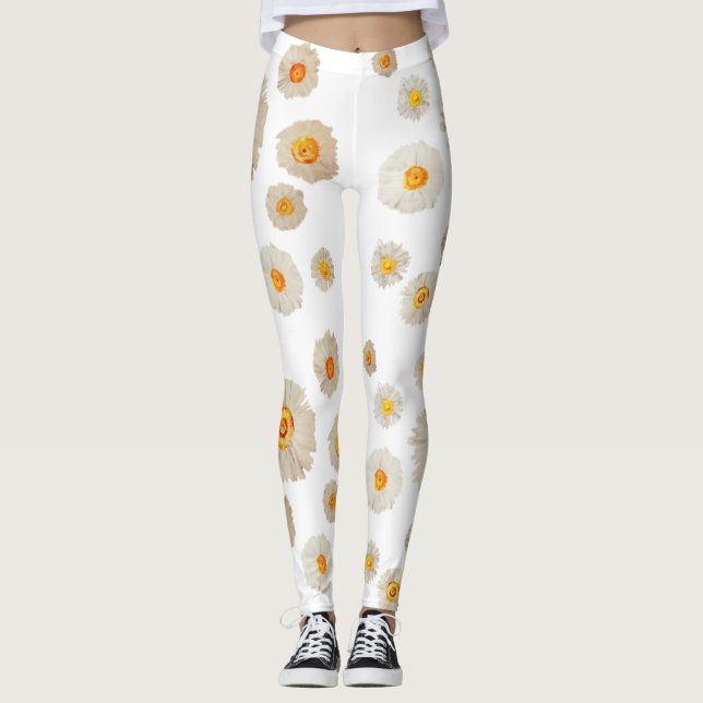 Fleurs de marguerite blanche motif Leggings person (Devant)