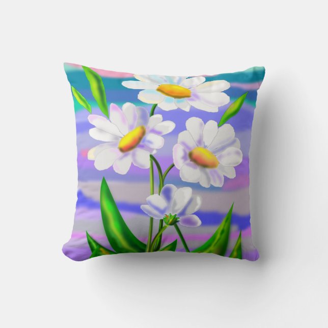 Fleurs de marguerite Jeter Oreiller (Recto)