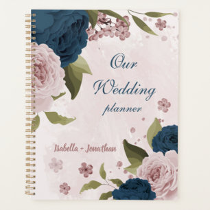 fleurs de mariage bleu marine rose