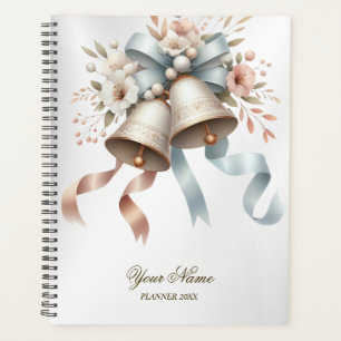 Fleurs de mariage cloches Rubans bleu rose Beau