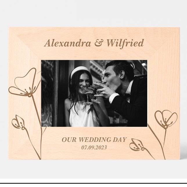 Fleurs de mariage élégantes Cadres de bois personn (Créateur téléchargé)