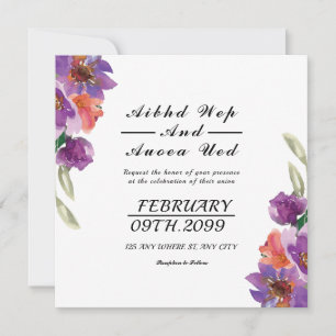 Fleurs de mariage Invitation Carte Carré Design