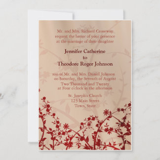 Fleurs de mariage rouge floral Invitations