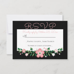 Fleurs de mariage RSVP rose floral noir