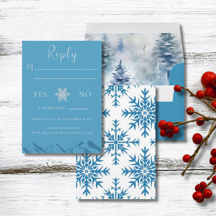 Fleurs de montagne d'hiver Mariage RSVP Carte de r