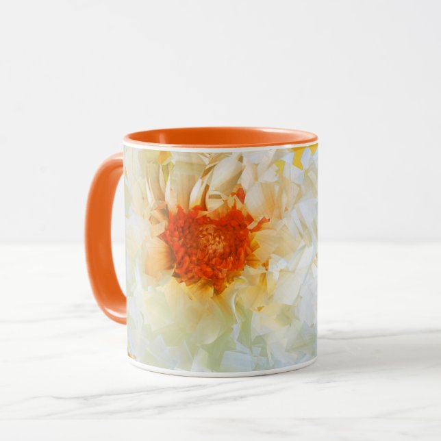 Fleurs de Mug Cubiste blanc orange (Devant gauche)
