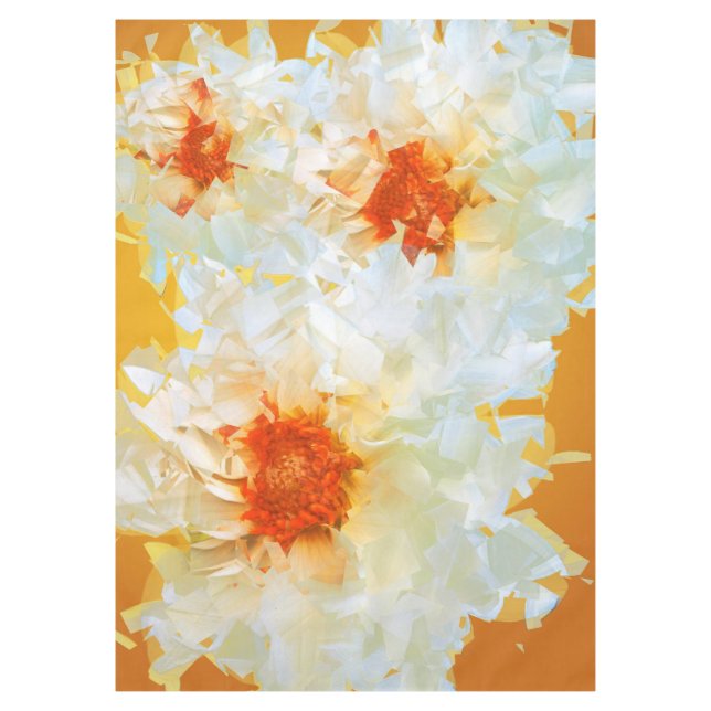 Fleurs de nappes Cubiste blanc orange (Devant)