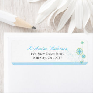 Fleurs de neige Bleues Flûte Mariage Étiquettes de