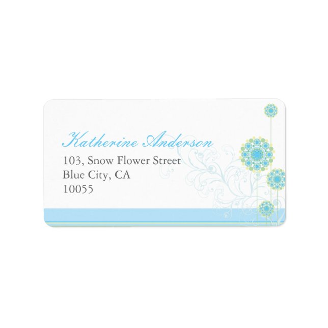 Fleurs de neige Bleues Flûte Mariage Étiquettes de (Devant)