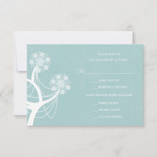 Fleurs de neige Lumières Mariage d'hiver Carte RSV