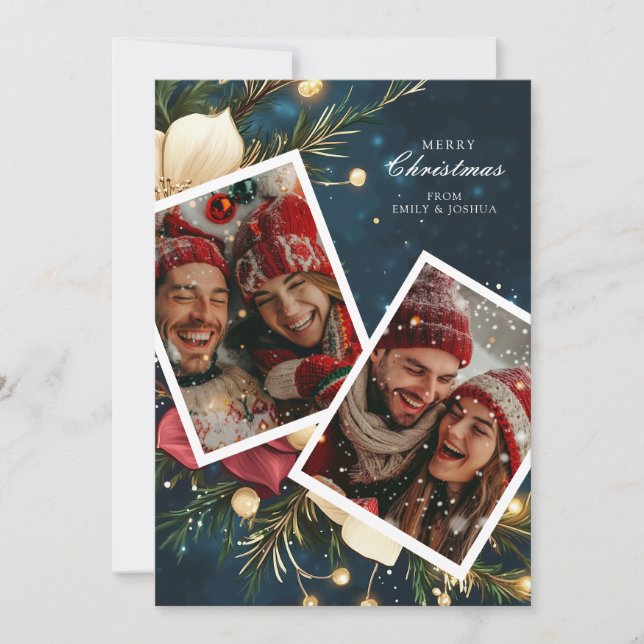 Fleurs de Noël Elégante Carte de vacances (Devant)