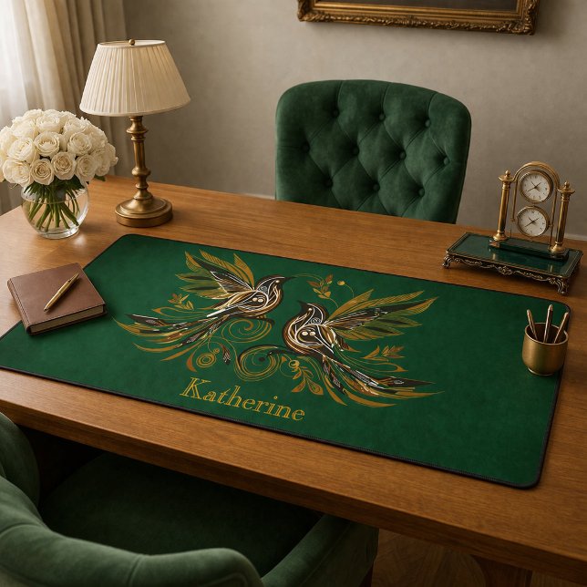 Fleurs de Oiseaux Vintage Personnalisées Vert (Créateur téléchargé)