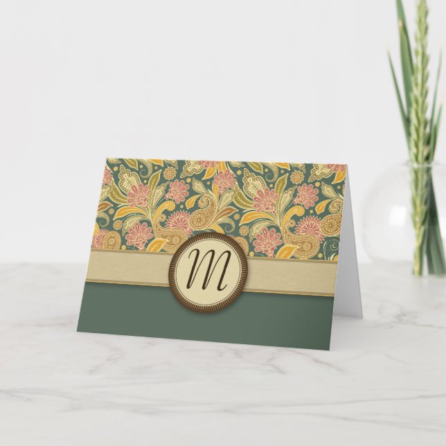 Fleurs de Paisley et de fan avec le monogramme (Devant)