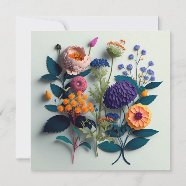 Fleurs de papier coupé coloré (Devant)