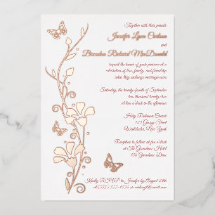 Fleurs de papier d'or rose, Faire-part de mariage