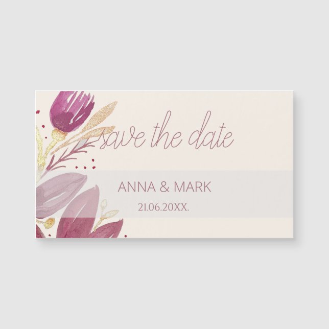 Fleurs de passion, Aquarelle Bourgogne et or (Devant)