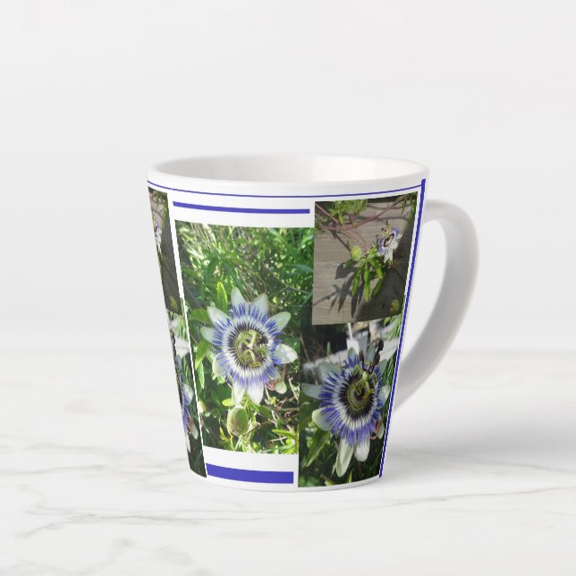 Fleurs de passion Collage Latte Mug (Angle droit)