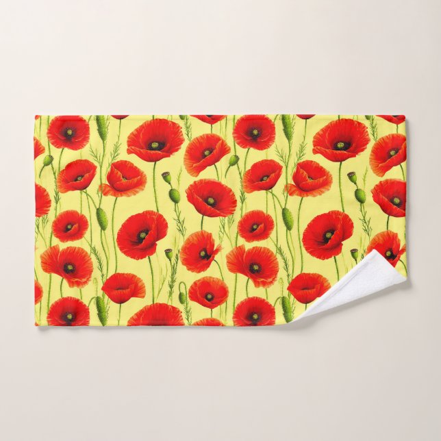 Fleurs de pavot botaniques pour une décoration de  (Serviette à main)