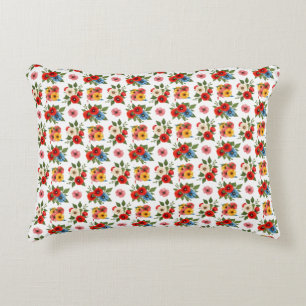 Fleurs de pavot colorées Motif Accent Coussin