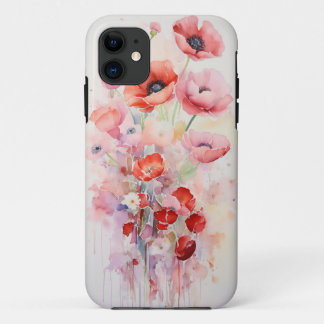 Fleurs de pavot d'aquarelle - Coque rose Rose
