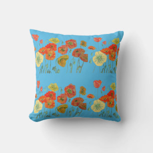 Fleurs de pavot floralPoppies Aquarelle Coussin