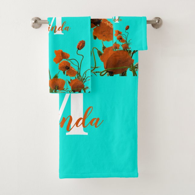 Fleurs de pavot orange Monogrammes floraux Couleur (En situation)