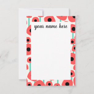 Fleurs de pavot personnalisées Cartes pour notes