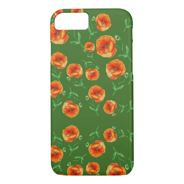 Fleurs de pavot rouge Aquarelle iPhone / coque ipa (Dos)
