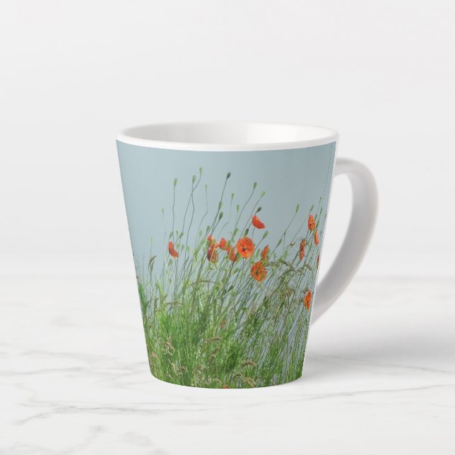 Fleurs de pavot rouge Latte Mug (Angle droit)