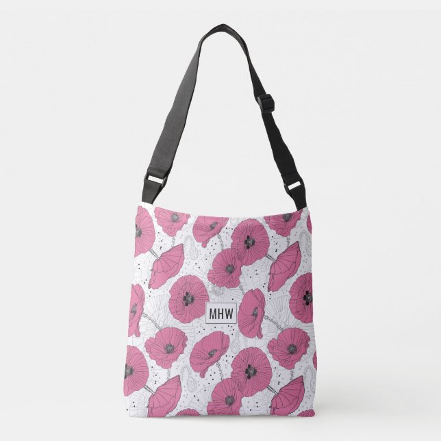 Fleurs de pavot sacs monogrammes personnalisés (Devant)