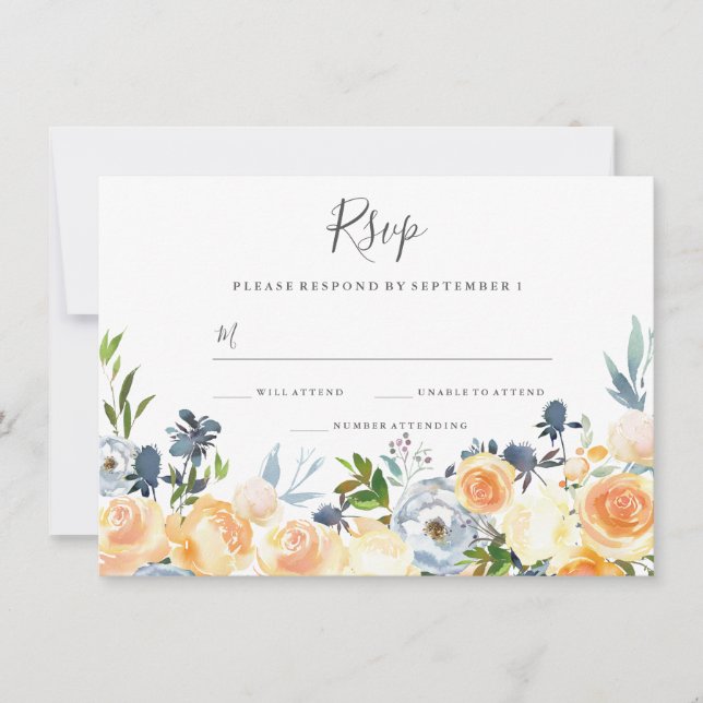 Fleurs de Pêche Élégant invitation de mariage RSVP (Devant)