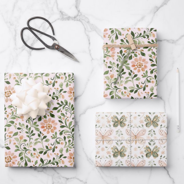 Fleurs de Pêche Rose Feuilles Vertes Baby Shower d (Recto)