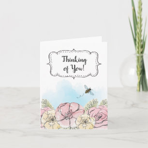 Fleurs de pensée pour vous et carte d'abeille