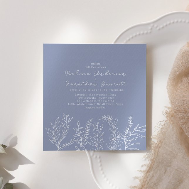 Fleurs de Pervenche Roses Faire-part de mariage (Créateur téléchargé)