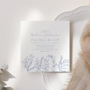 Fleurs de Pervenche Roses Faire-Part de Mariage