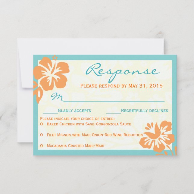Fleurs de plage RSVP Orange & Turquoise (Devant)