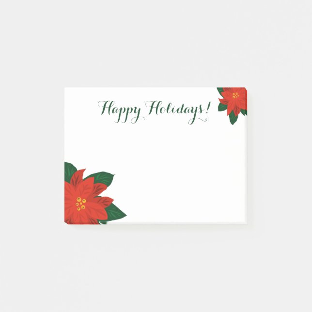 Fleurs de poinsettia de Noël Post-it Notes de vaca (Devant)