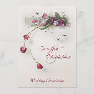 Fleurs de pois mauve rose faire-part de mariage